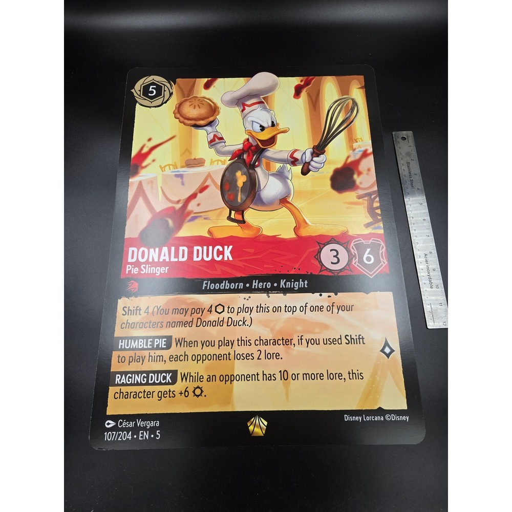 Disney Lorcana Donald Duck Pie Slinger 107/204 EN 5 Oversized Promo Card